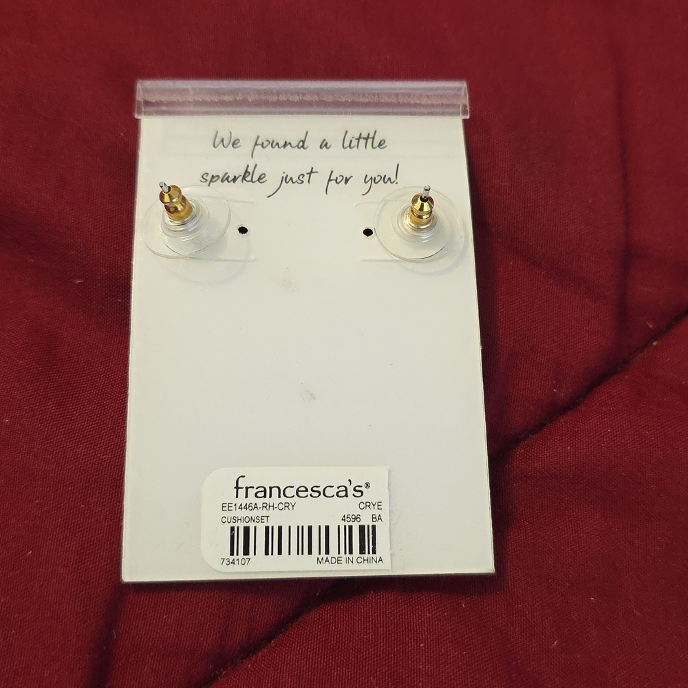 Francesca's Collections Gold Pearl & Crystal Drop Earrings - Picture 2 of 2